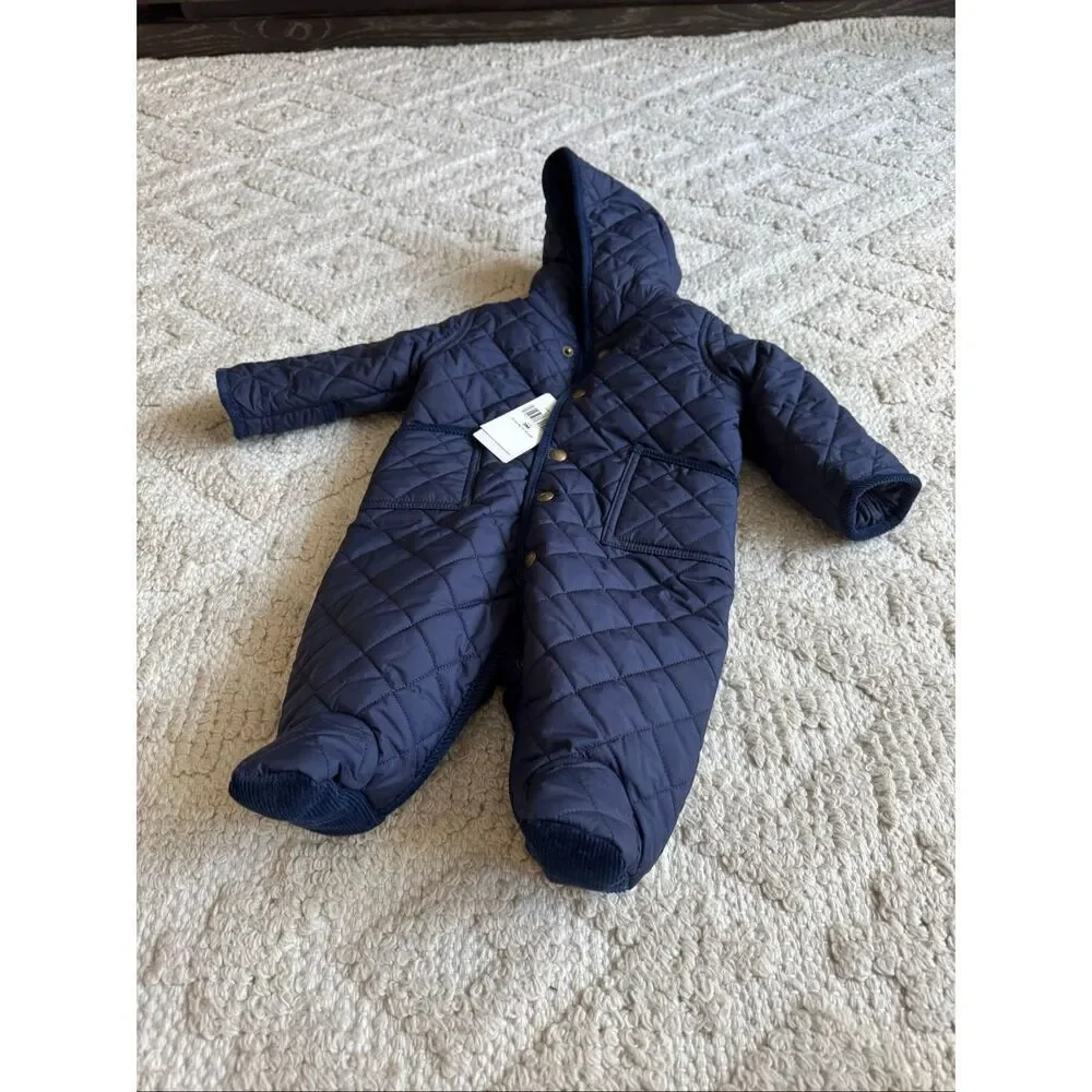 Ralph Lauren Baby Quilted Navy Blue Hooded Bunting 3 Month